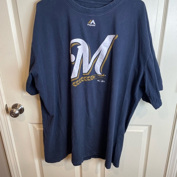 Majestic Milwaukee brewers Navy Blue Graphic Tee 4xlt - Picture 3 of 8